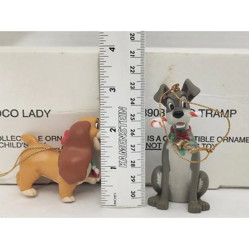 Vintage Disney Lady and the Tramp Christmas Ornament Pair Boxed Tree Set
